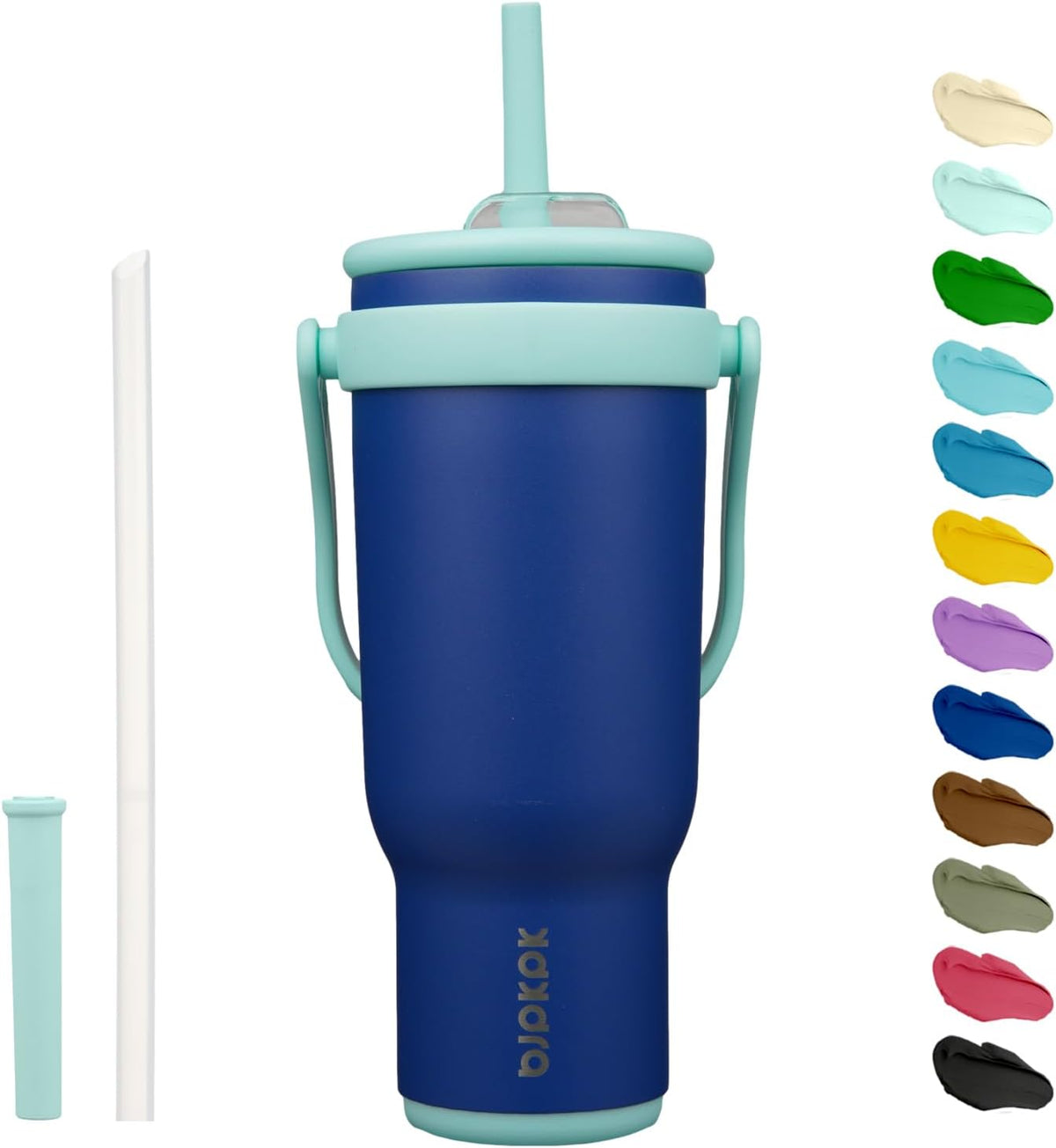 14 oz Insulated Water Bottle with Handle & Straw, Stainless Steel | Double Wall Vacuum, Leak Proof, Sweatproof, Wide Mouth, BPA Free, Dishwasher Safe, Keeps Cold/Hot, Travel, Cream