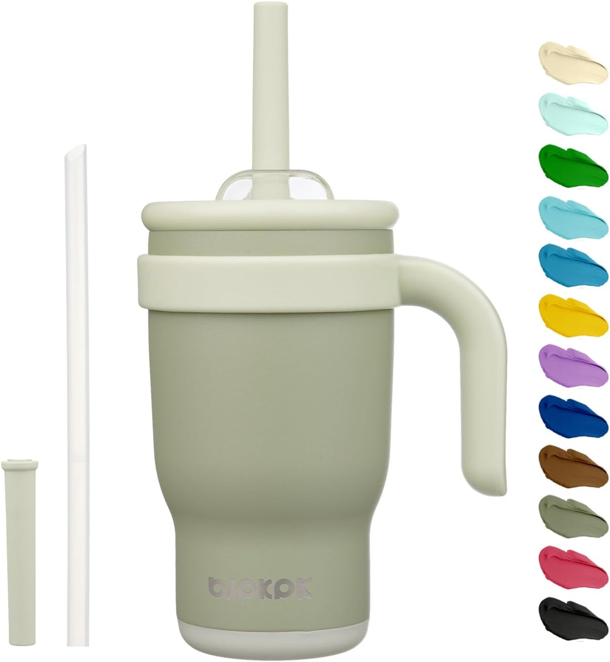14 oz Insulated Water Bottle with Handle & Straw, Stainless Steel | Double Wall Vacuum, Leak Proof, Sweatproof, Wide Mouth, BPA Free, Dishwasher Safe, Keeps Cold/Hot, Travel, Cream
