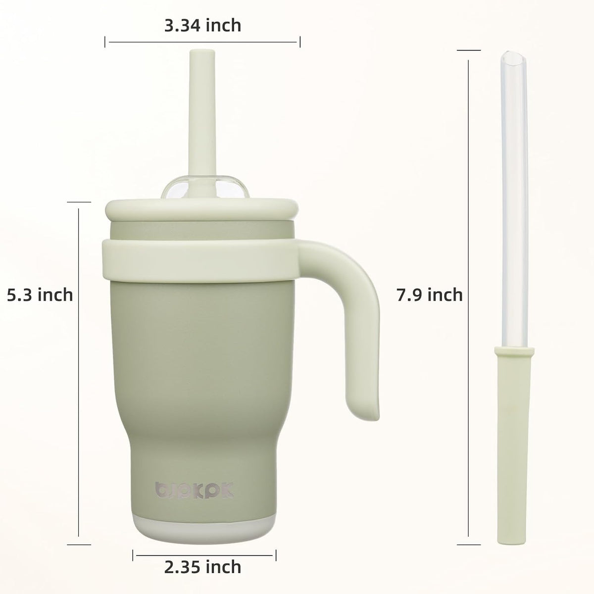 14 oz Insulated Water Bottle with Handle & Straw, Stainless Steel | Double Wall Vacuum, Leak Proof, Sweatproof, Wide Mouth, BPA Free, Dishwasher Safe, Keeps Cold/Hot, Travel, Cream