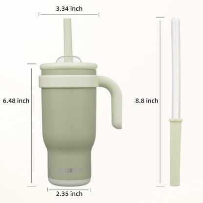 14 oz Insulated Water Bottle with Handle & Straw, Stainless Steel | Double Wall Vacuum, Leak Proof, Sweatproof, Wide Mouth, BPA Free, Dishwasher Safe, Keeps Cold/Hot, Travel, Cream