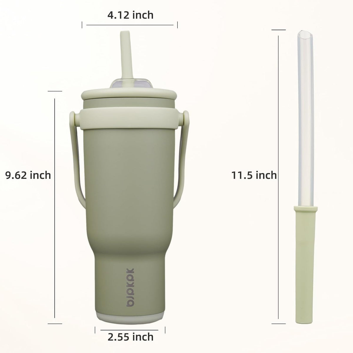 14 oz Insulated Water Bottle with Handle & Straw, Stainless Steel | Double Wall Vacuum, Leak Proof, Sweatproof, Wide Mouth, BPA Free, Dishwasher Safe, Keeps Cold/Hot, Travel, Cream