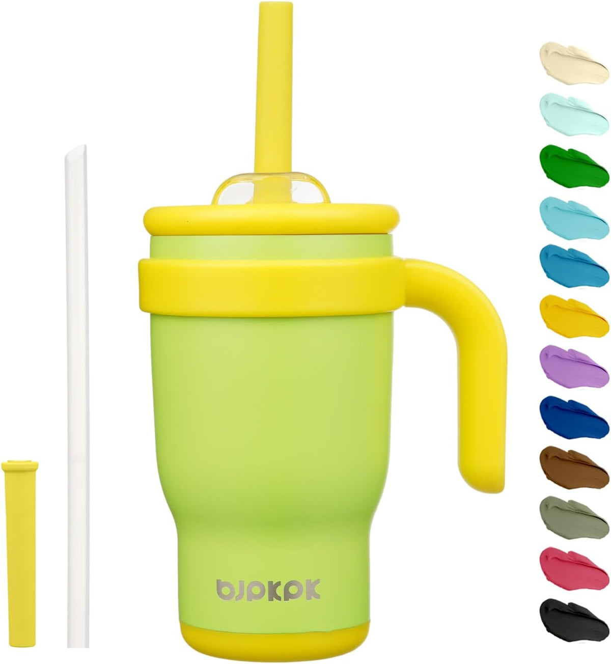 14 oz Insulated Water Bottle with Handle & Straw, Stainless Steel | Double Wall Vacuum, Leak Proof, Sweatproof, Wide Mouth, BPA Free, Dishwasher Safe, Keeps Cold/Hot, Travel, Cream