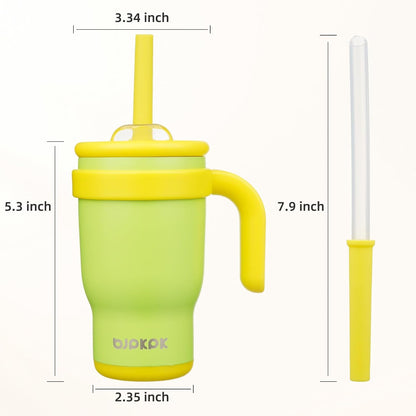 14 oz Insulated Water Bottle with Handle & Straw, Stainless Steel | Double Wall Vacuum, Leak Proof, Sweatproof, Wide Mouth, BPA Free, Dishwasher Safe, Keeps Cold/Hot, Travel, Cream