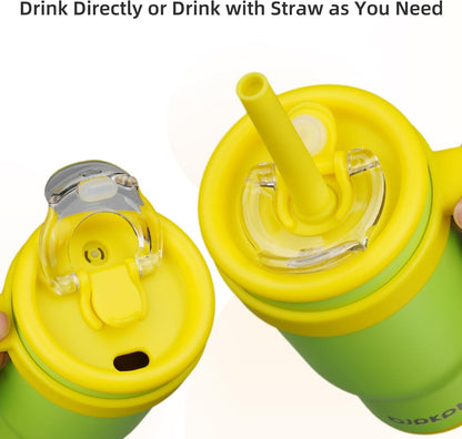 14 oz Insulated Water Bottle with Handle & Straw, Stainless Steel | Double Wall Vacuum, Leak Proof, Sweatproof, Wide Mouth, BPA Free, Dishwasher Safe, Keeps Cold/Hot, Travel, Cream