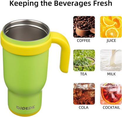 14 oz Insulated Water Bottle with Handle & Straw, Stainless Steel | Double Wall Vacuum, Leak Proof, Sweatproof, Wide Mouth, BPA Free, Dishwasher Safe, Keeps Cold/Hot, Travel, Cream