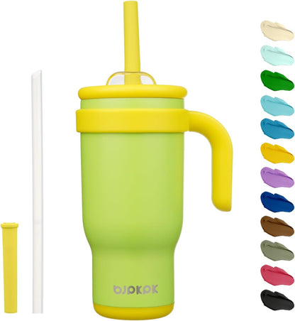 14 oz Insulated Water Bottle with Handle & Straw, Stainless Steel | Double Wall Vacuum, Leak Proof, Sweatproof, Wide Mouth, BPA Free, Dishwasher Safe, Keeps Cold/Hot, Travel, Cream