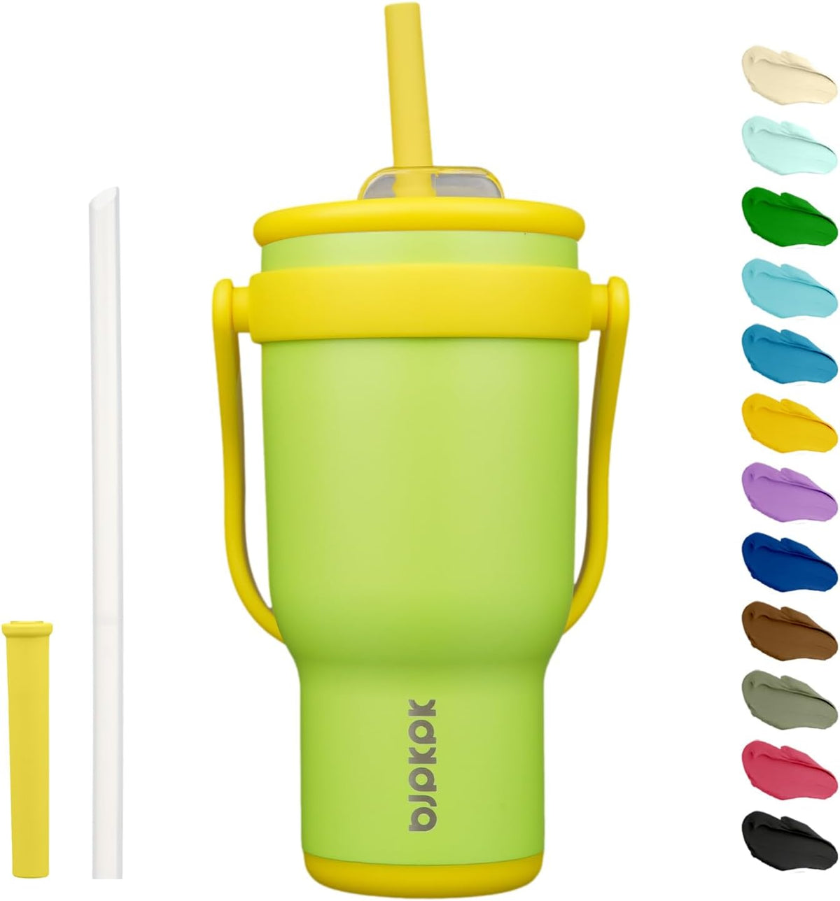 14 oz Insulated Water Bottle with Handle & Straw, Stainless Steel | Double Wall Vacuum, Leak Proof, Sweatproof, Wide Mouth, BPA Free, Dishwasher Safe, Keeps Cold/Hot, Travel, Cream
