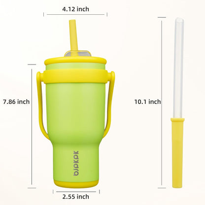 14 oz Insulated Water Bottle with Handle & Straw, Stainless Steel | Double Wall Vacuum, Leak Proof, Sweatproof, Wide Mouth, BPA Free, Dishwasher Safe, Keeps Cold/Hot, Travel, Cream