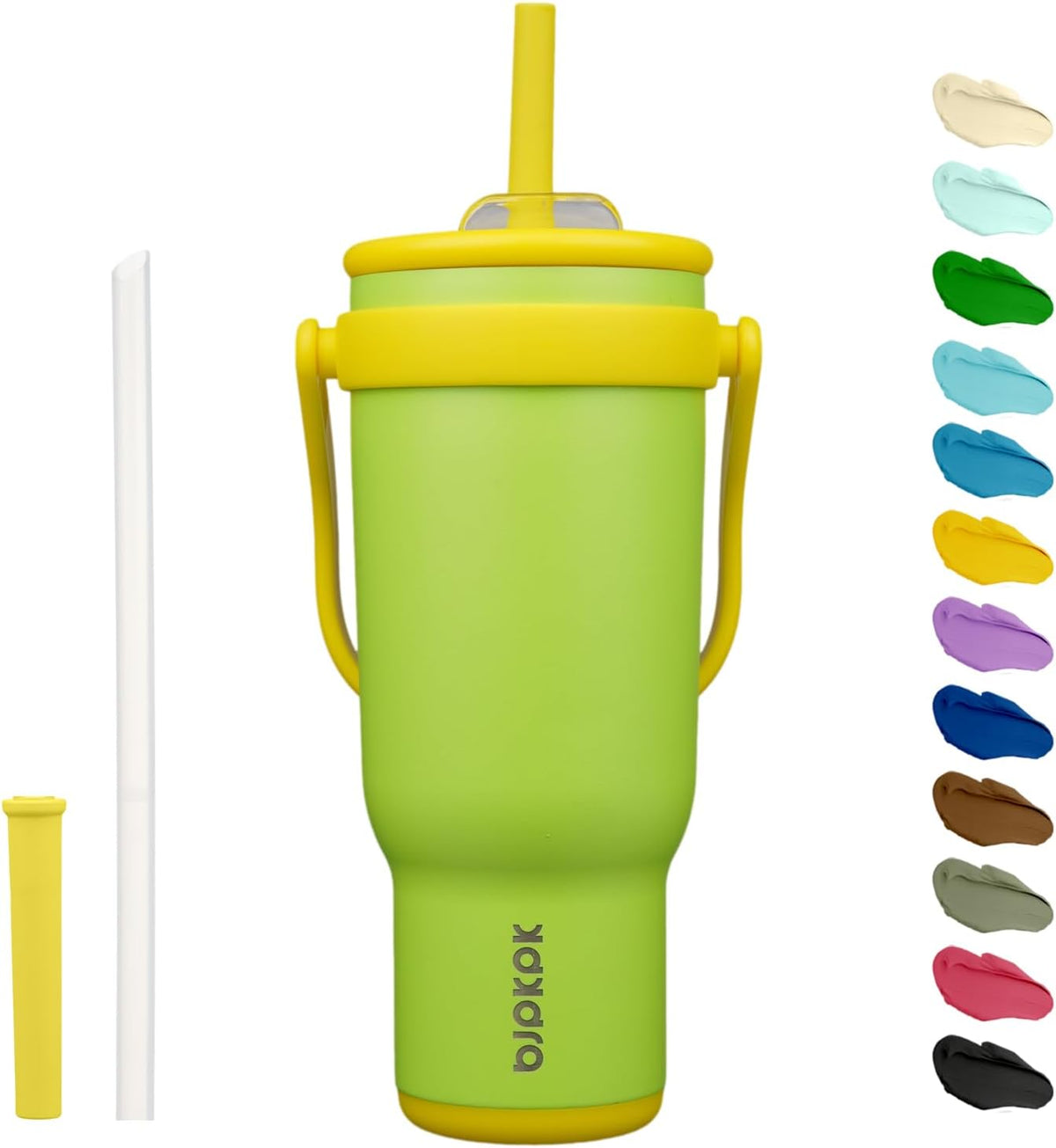 14 oz Insulated Water Bottle with Handle & Straw, Stainless Steel | Double Wall Vacuum, Leak Proof, Sweatproof, Wide Mouth, BPA Free, Dishwasher Safe, Keeps Cold/Hot, Travel, Cream