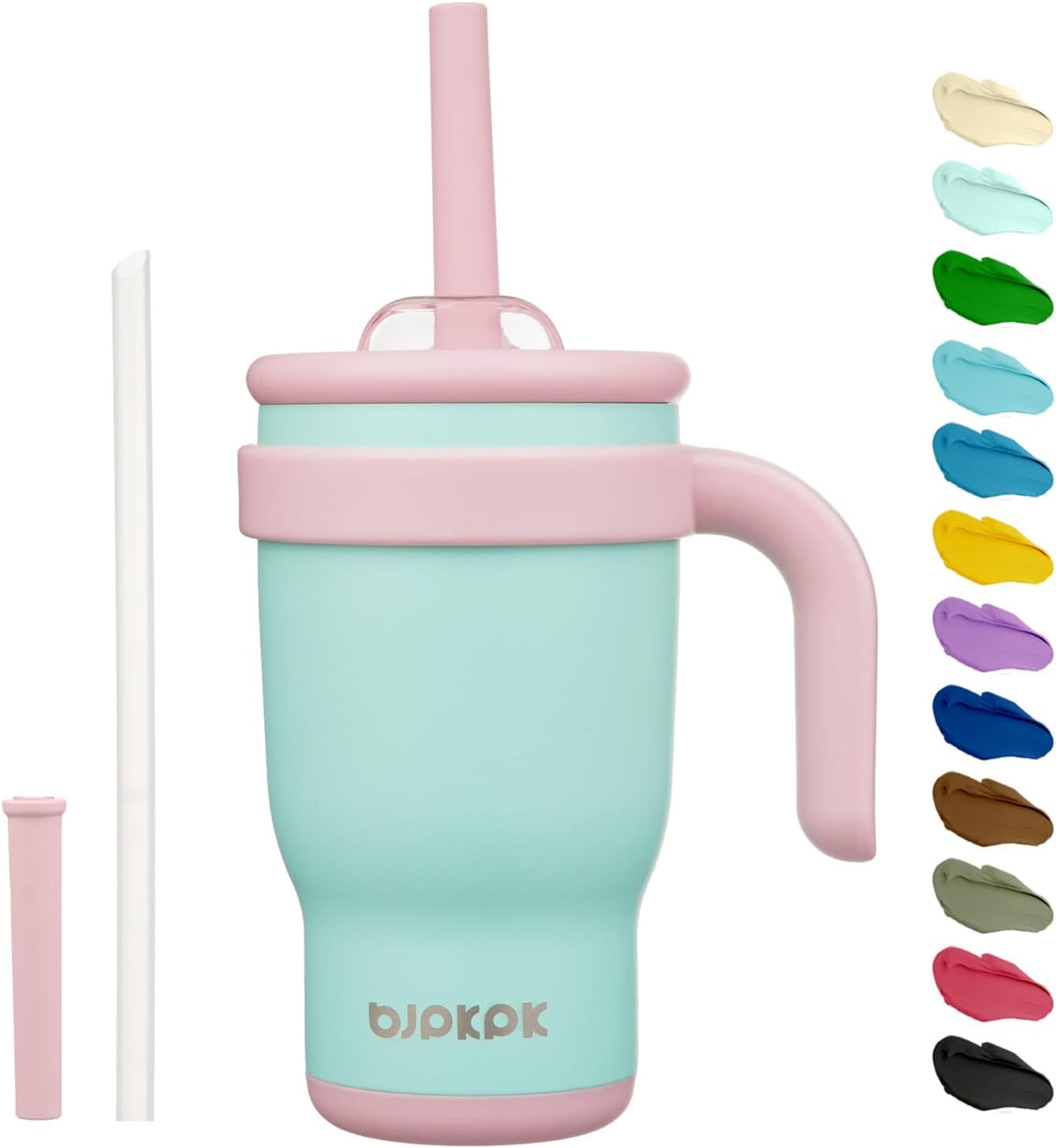 14 oz Insulated Water Bottle with Handle & Straw, Stainless Steel | Double Wall Vacuum, Leak Proof, Sweatproof, Wide Mouth, BPA Free, Dishwasher Safe, Keeps Cold/Hot, Travel, Cream