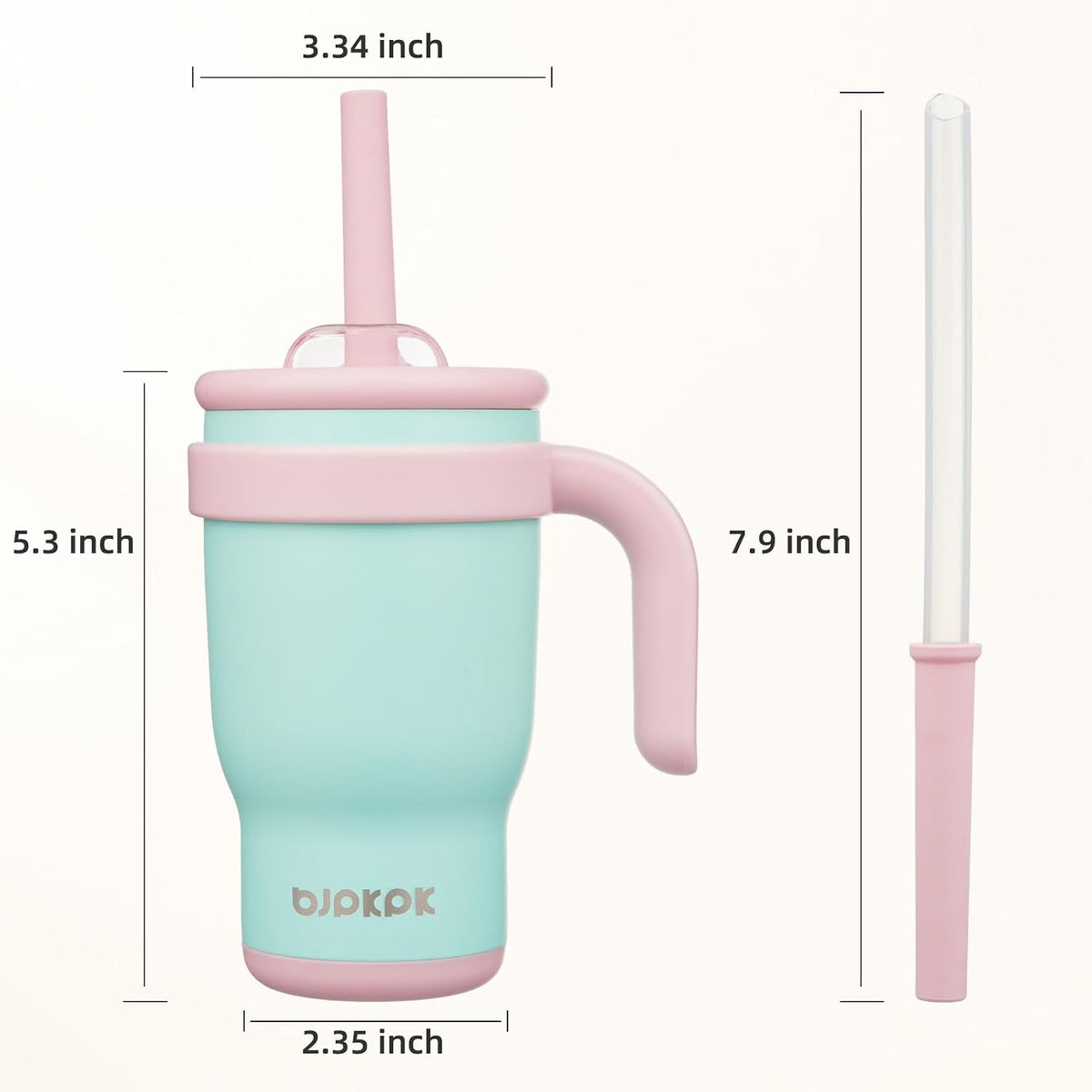14 oz Insulated Water Bottle with Handle & Straw, Stainless Steel | Double Wall Vacuum, Leak Proof, Sweatproof, Wide Mouth, BPA Free, Dishwasher Safe, Keeps Cold/Hot, Travel, Cream