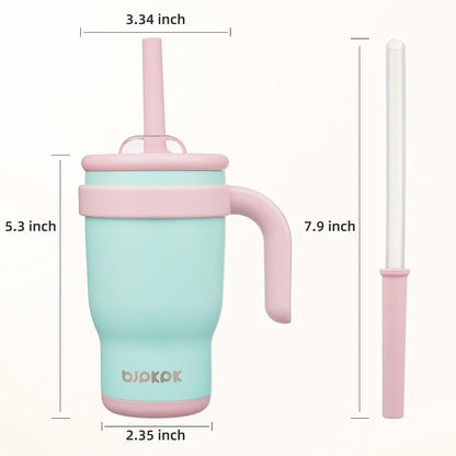 14 oz Insulated Water Bottle with Handle & Straw, Stainless Steel | Double Wall Vacuum, Leak Proof, Sweatproof, Wide Mouth, BPA Free, Dishwasher Safe, Keeps Cold/Hot, Travel, Cream