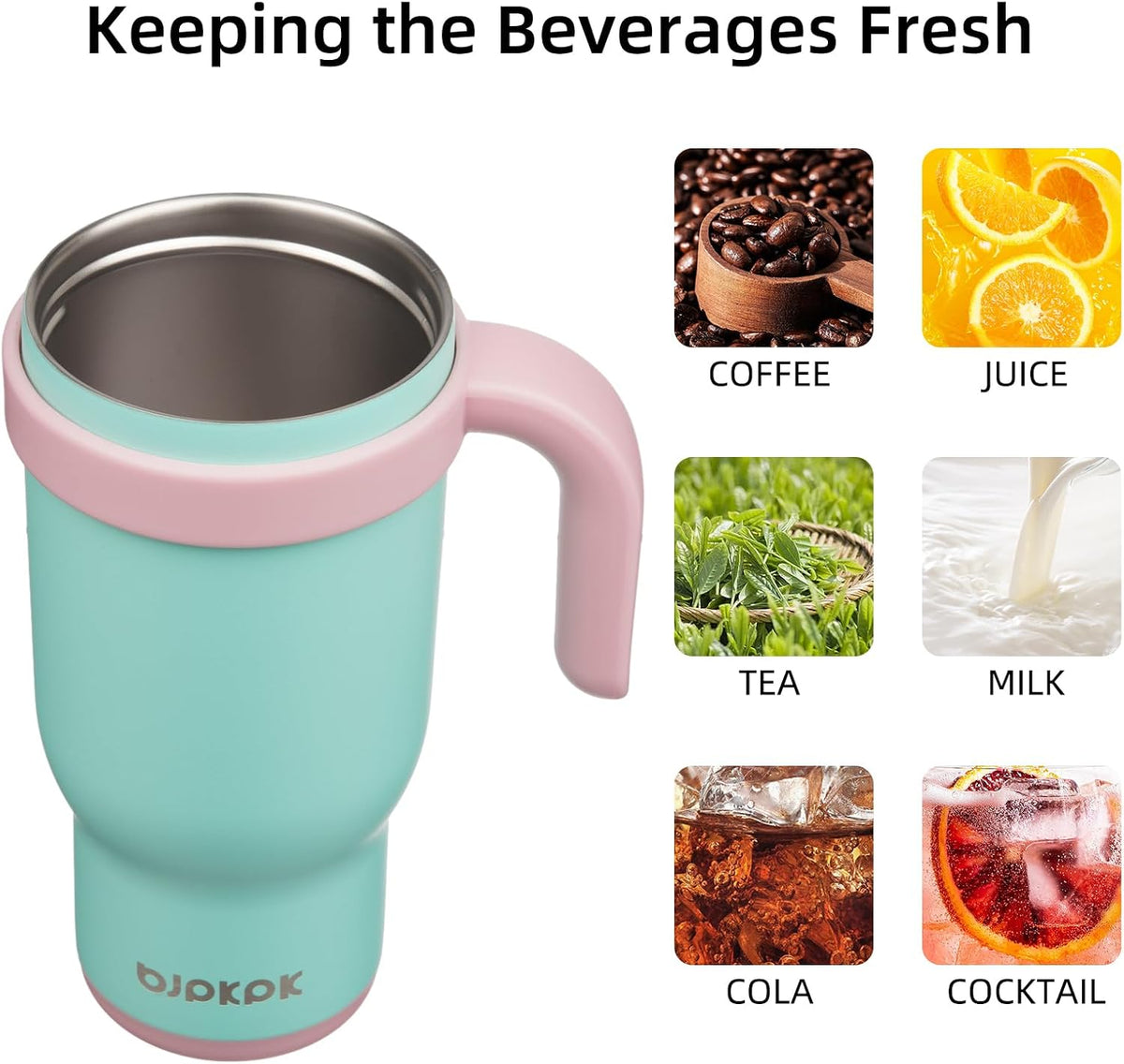 14 oz Insulated Water Bottle with Handle & Straw, Stainless Steel | Double Wall Vacuum, Leak Proof, Sweatproof, Wide Mouth, BPA Free, Dishwasher Safe, Keeps Cold/Hot, Travel, Cream