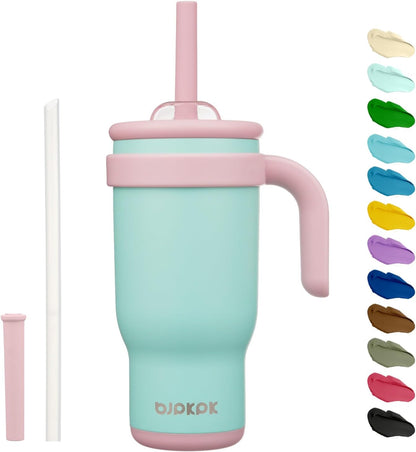 14 oz Insulated Water Bottle with Handle & Straw, Stainless Steel | Double Wall Vacuum, Leak Proof, Sweatproof, Wide Mouth, BPA Free, Dishwasher Safe, Keeps Cold/Hot, Travel, Cream