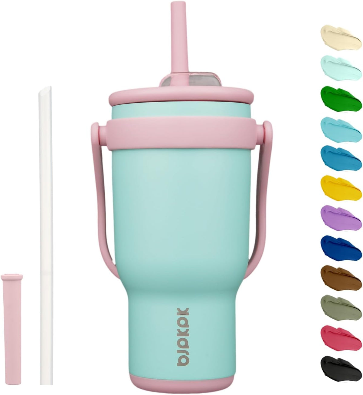 14 oz Insulated Water Bottle with Handle & Straw, Stainless Steel | Double Wall Vacuum, Leak Proof, Sweatproof, Wide Mouth, BPA Free, Dishwasher Safe, Keeps Cold/Hot, Travel, Cream