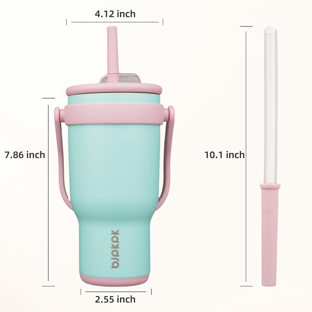 14 oz Insulated Water Bottle with Handle & Straw, Stainless Steel | Double Wall Vacuum, Leak Proof, Sweatproof, Wide Mouth, BPA Free, Dishwasher Safe, Keeps Cold/Hot, Travel, Cream