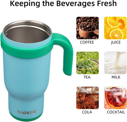 14 oz Insulated Water Bottle with Handle & Straw, Stainless Steel | Double Wall Vacuum, Leak Proof, Sweatproof, Wide Mouth, BPA Free, Dishwasher Safe, Keeps Cold/Hot, Travel, Cream