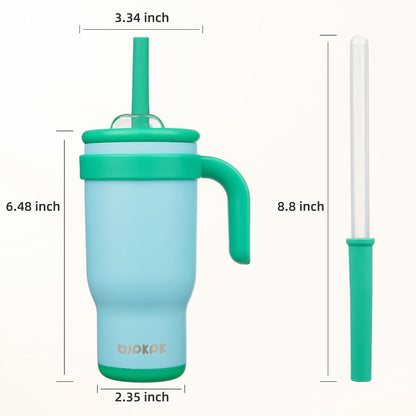 14 oz Insulated Water Bottle with Handle & Straw, Stainless Steel | Double Wall Vacuum, Leak Proof, Sweatproof, Wide Mouth, BPA Free, Dishwasher Safe, Keeps Cold/Hot, Travel, Cream