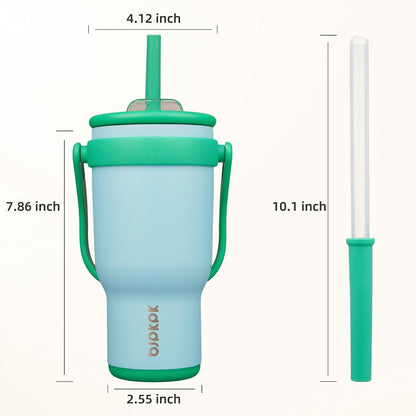 14 oz Insulated Water Bottle with Handle & Straw, Stainless Steel | Double Wall Vacuum, Leak Proof, Sweatproof, Wide Mouth, BPA Free, Dishwasher Safe, Keeps Cold/Hot, Travel, Cream