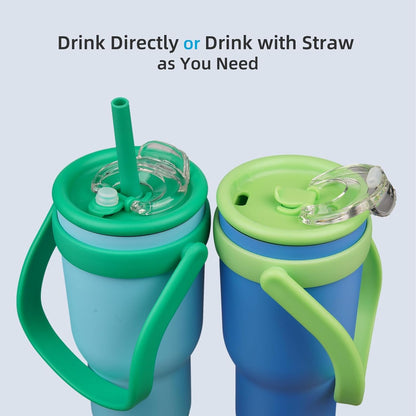 14 oz Insulated Water Bottle with Handle & Straw, Stainless Steel | Double Wall Vacuum, Leak Proof, Sweatproof, Wide Mouth, BPA Free, Dishwasher Safe, Keeps Cold/Hot, Travel, Cream