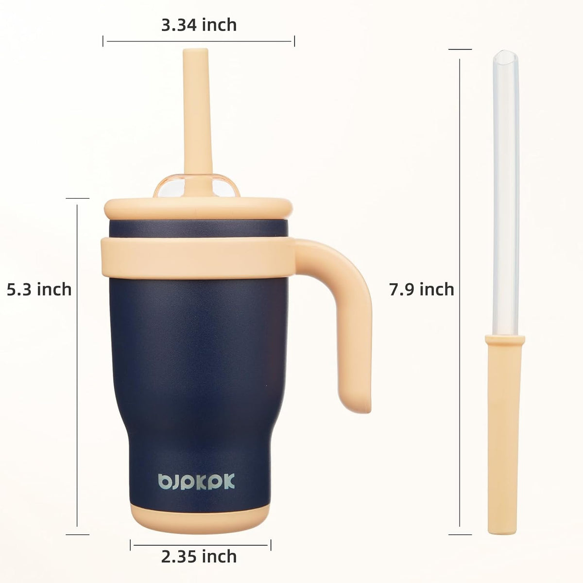 14 oz Insulated Water Bottle with Handle & Straw, Stainless Steel | Double Wall Vacuum, Leak Proof, Sweatproof, Wide Mouth, BPA Free, Dishwasher Safe, Keeps Cold/Hot, Travel, Cream