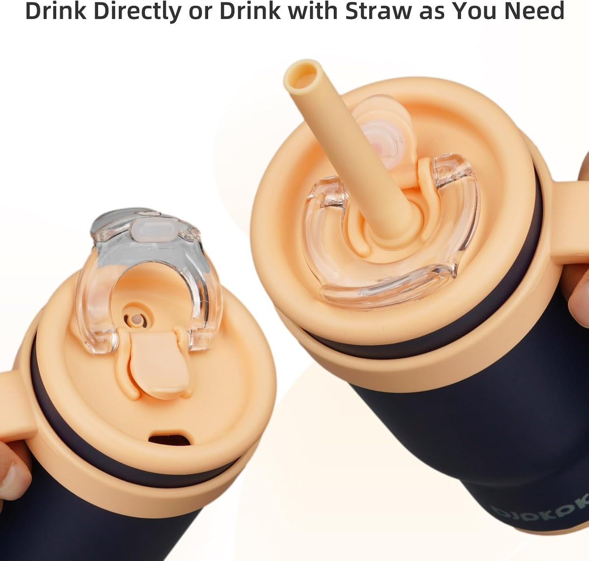 14 oz Insulated Water Bottle with Handle & Straw, Stainless Steel | Double Wall Vacuum, Leak Proof, Sweatproof, Wide Mouth, BPA Free, Dishwasher Safe, Keeps Cold/Hot, Travel, Cream