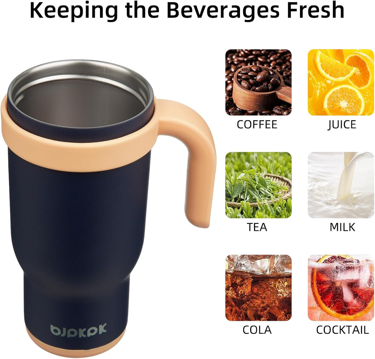 14 oz Insulated Water Bottle with Handle & Straw, Stainless Steel | Double Wall Vacuum, Leak Proof, Sweatproof, Wide Mouth, BPA Free, Dishwasher Safe, Keeps Cold/Hot, Travel, Cream