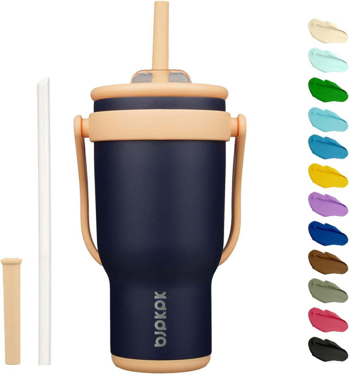 14 oz Insulated Water Bottle with Handle & Straw, Stainless Steel | Double Wall Vacuum, Leak Proof, Sweatproof, Wide Mouth, BPA Free, Dishwasher Safe, Keeps Cold/Hot, Travel, Cream