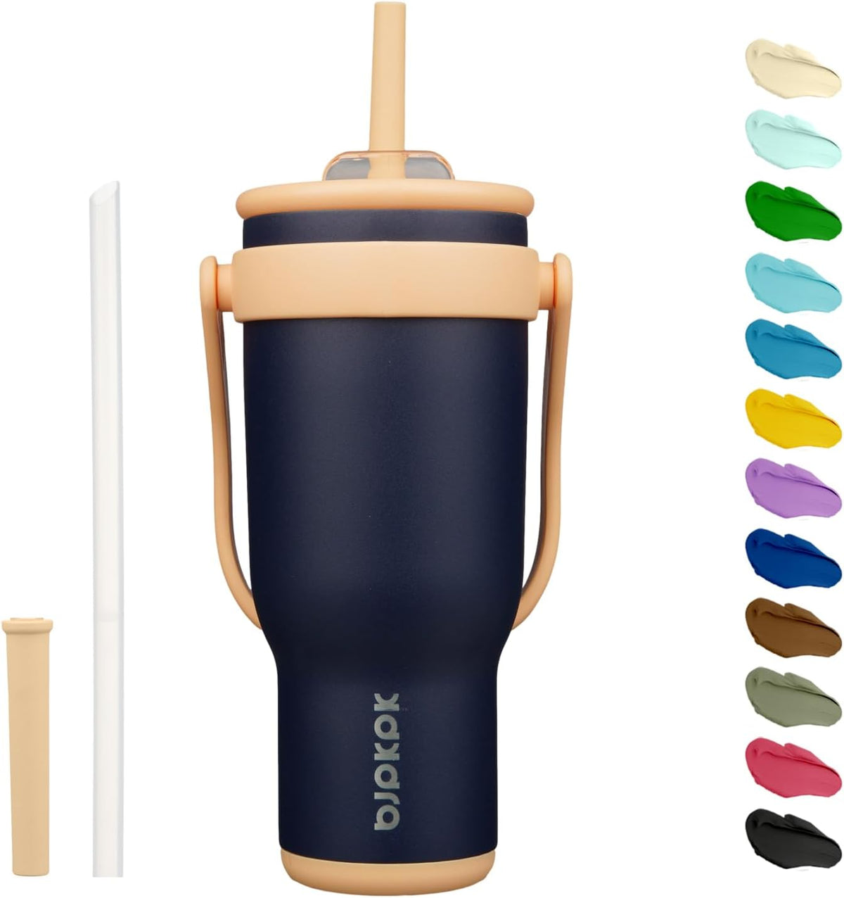 14 oz Insulated Water Bottle with Handle & Straw, Stainless Steel | Double Wall Vacuum, Leak Proof, Sweatproof, Wide Mouth, BPA Free, Dishwasher Safe, Keeps Cold/Hot, Travel, Cream