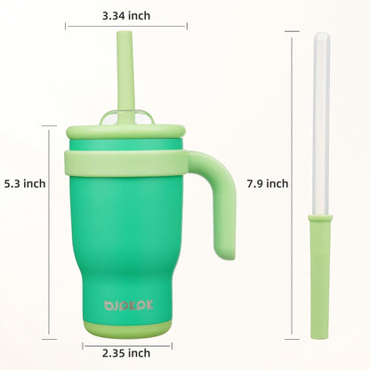 14 oz Insulated Water Bottle with Handle & Straw, Stainless Steel | Double Wall Vacuum, Leak Proof, Sweatproof, Wide Mouth, BPA Free, Dishwasher Safe, Keeps Cold/Hot, Travel, Cream