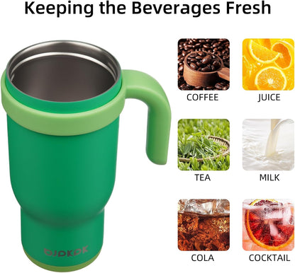 14 oz Insulated Water Bottle with Handle & Straw, Stainless Steel | Double Wall Vacuum, Leak Proof, Sweatproof, Wide Mouth, BPA Free, Dishwasher Safe, Keeps Cold/Hot, Travel, Cream