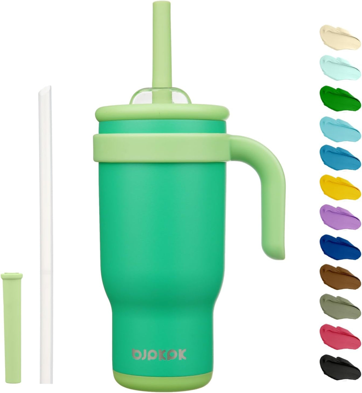 14 oz Insulated Water Bottle with Handle & Straw, Stainless Steel | Double Wall Vacuum, Leak Proof, Sweatproof, Wide Mouth, BPA Free, Dishwasher Safe, Keeps Cold/Hot, Travel, Cream