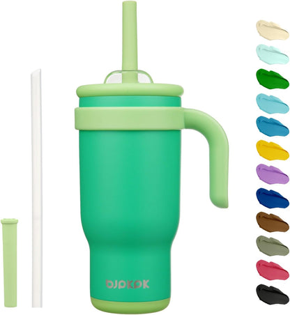 14 oz Insulated Water Bottle with Handle & Straw, Stainless Steel | Double Wall Vacuum, Leak Proof, Sweatproof, Wide Mouth, BPA Free, Dishwasher Safe, Keeps Cold/Hot, Travel, Cream