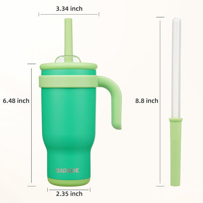 14 oz Insulated Water Bottle with Handle & Straw, Stainless Steel | Double Wall Vacuum, Leak Proof, Sweatproof, Wide Mouth, BPA Free, Dishwasher Safe, Keeps Cold/Hot, Travel, Cream