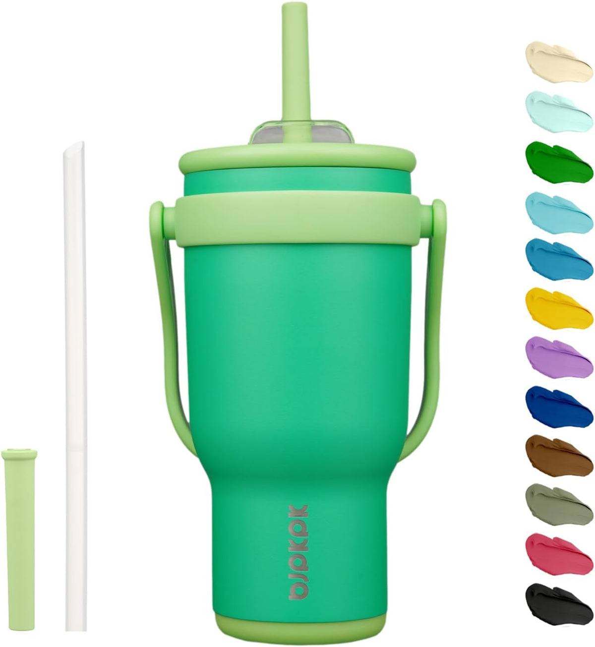 14 oz Insulated Water Bottle with Handle & Straw, Stainless Steel | Double Wall Vacuum, Leak Proof, Sweatproof, Wide Mouth, BPA Free, Dishwasher Safe, Keeps Cold/Hot, Travel, Cream
