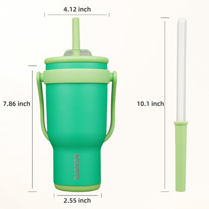 14 oz Insulated Water Bottle with Handle & Straw, Stainless Steel | Double Wall Vacuum, Leak Proof, Sweatproof, Wide Mouth, BPA Free, Dishwasher Safe, Keeps Cold/Hot, Travel, Cream