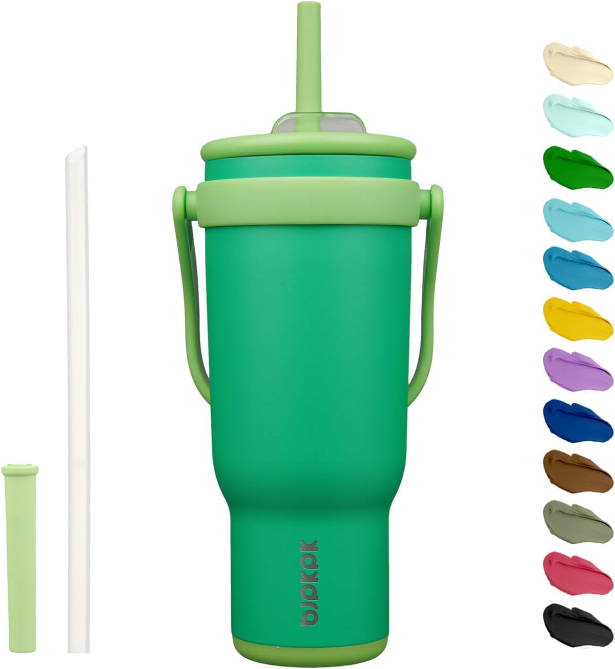 14 oz Insulated Water Bottle with Handle & Straw, Stainless Steel | Double Wall Vacuum, Leak Proof, Sweatproof, Wide Mouth, BPA Free, Dishwasher Safe, Keeps Cold/Hot, Travel, Cream