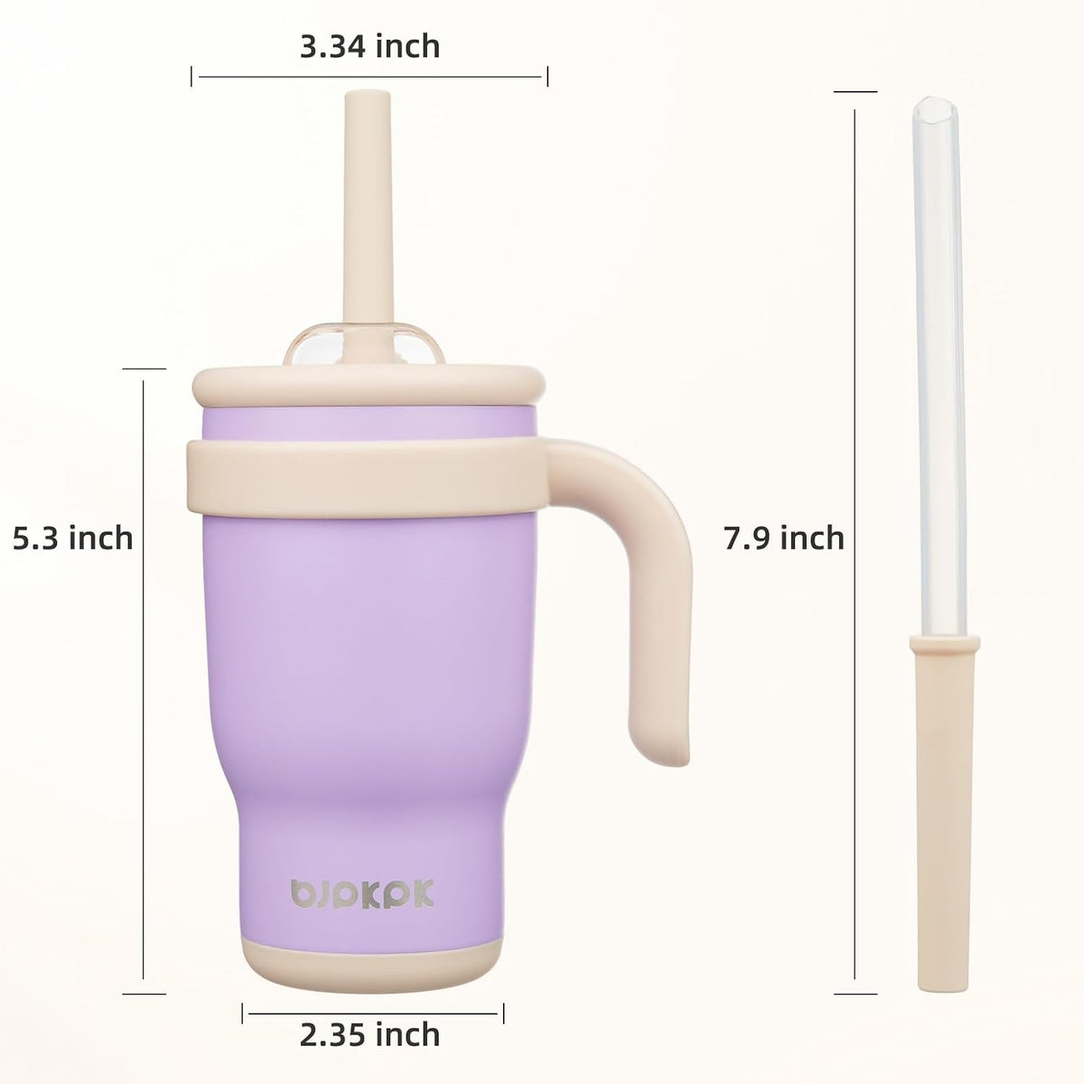 14 oz Insulated Water Bottle with Handle & Straw, Stainless Steel | Double Wall Vacuum, Leak Proof, Sweatproof, Wide Mouth, BPA Free, Dishwasher Safe, Keeps Cold/Hot, Travel, Cream