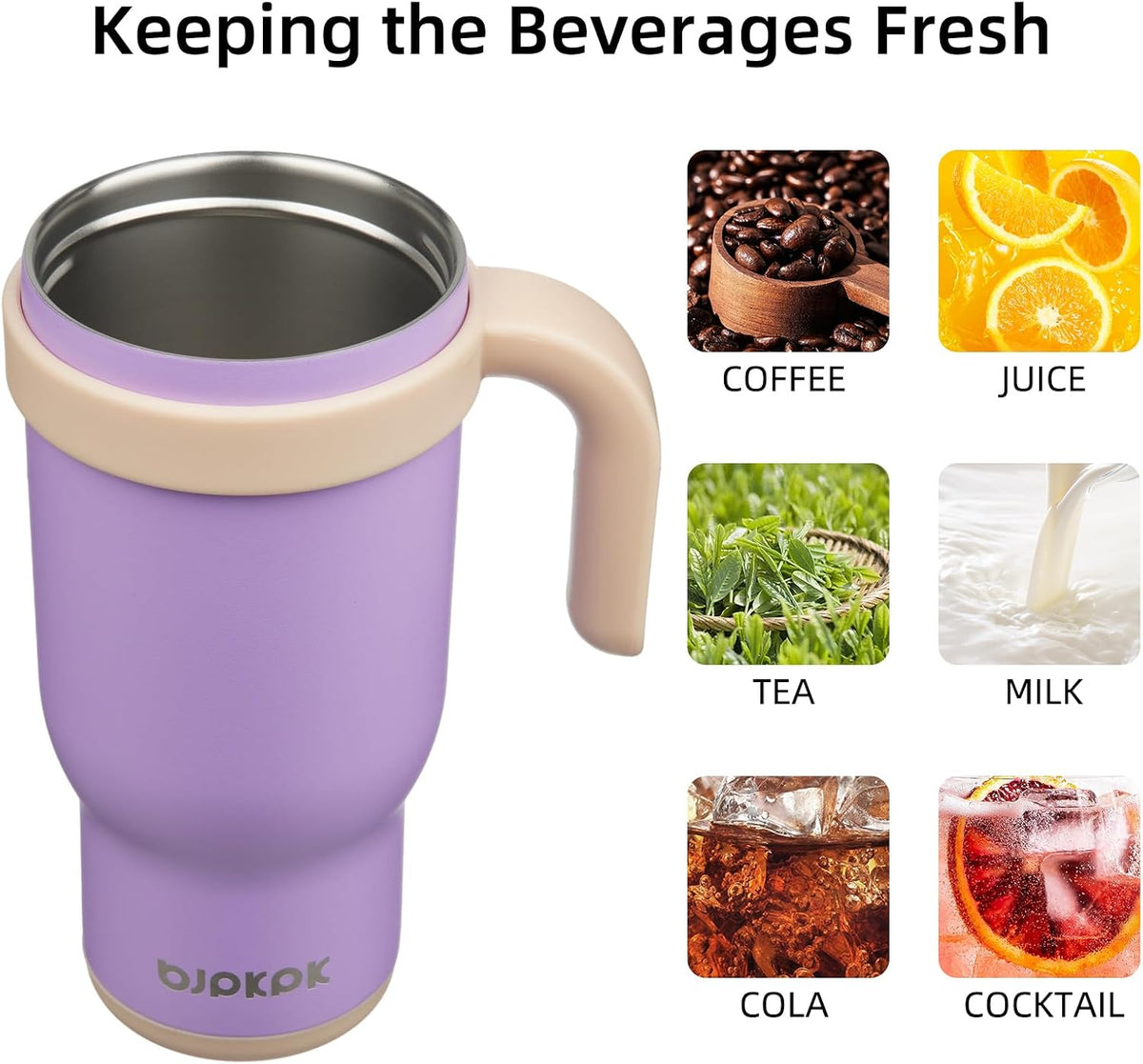 14 oz Insulated Water Bottle with Handle & Straw, Stainless Steel | Double Wall Vacuum, Leak Proof, Sweatproof, Wide Mouth, BPA Free, Dishwasher Safe, Keeps Cold/Hot, Travel, Cream