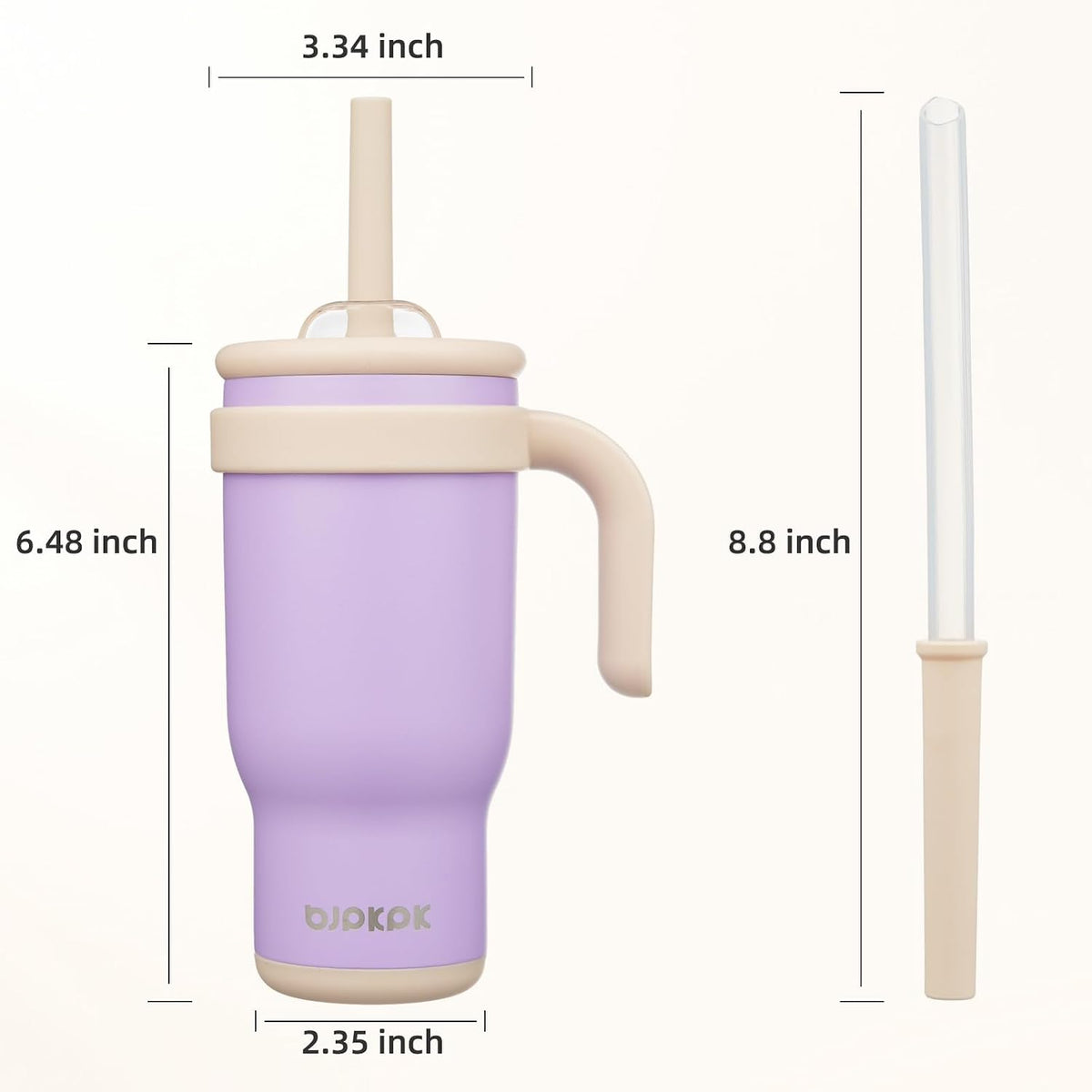 14 oz Insulated Water Bottle with Handle & Straw, Stainless Steel | Double Wall Vacuum, Leak Proof, Sweatproof, Wide Mouth, BPA Free, Dishwasher Safe, Keeps Cold/Hot, Travel, Cream