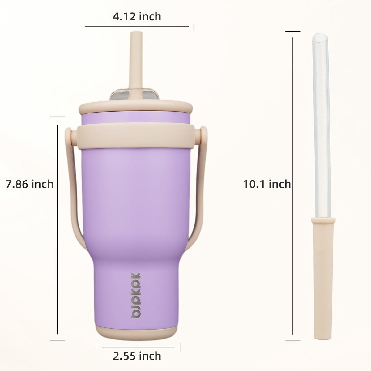 14 oz Insulated Water Bottle with Handle & Straw, Stainless Steel | Double Wall Vacuum, Leak Proof, Sweatproof, Wide Mouth, BPA Free, Dishwasher Safe, Keeps Cold/Hot, Travel, Cream