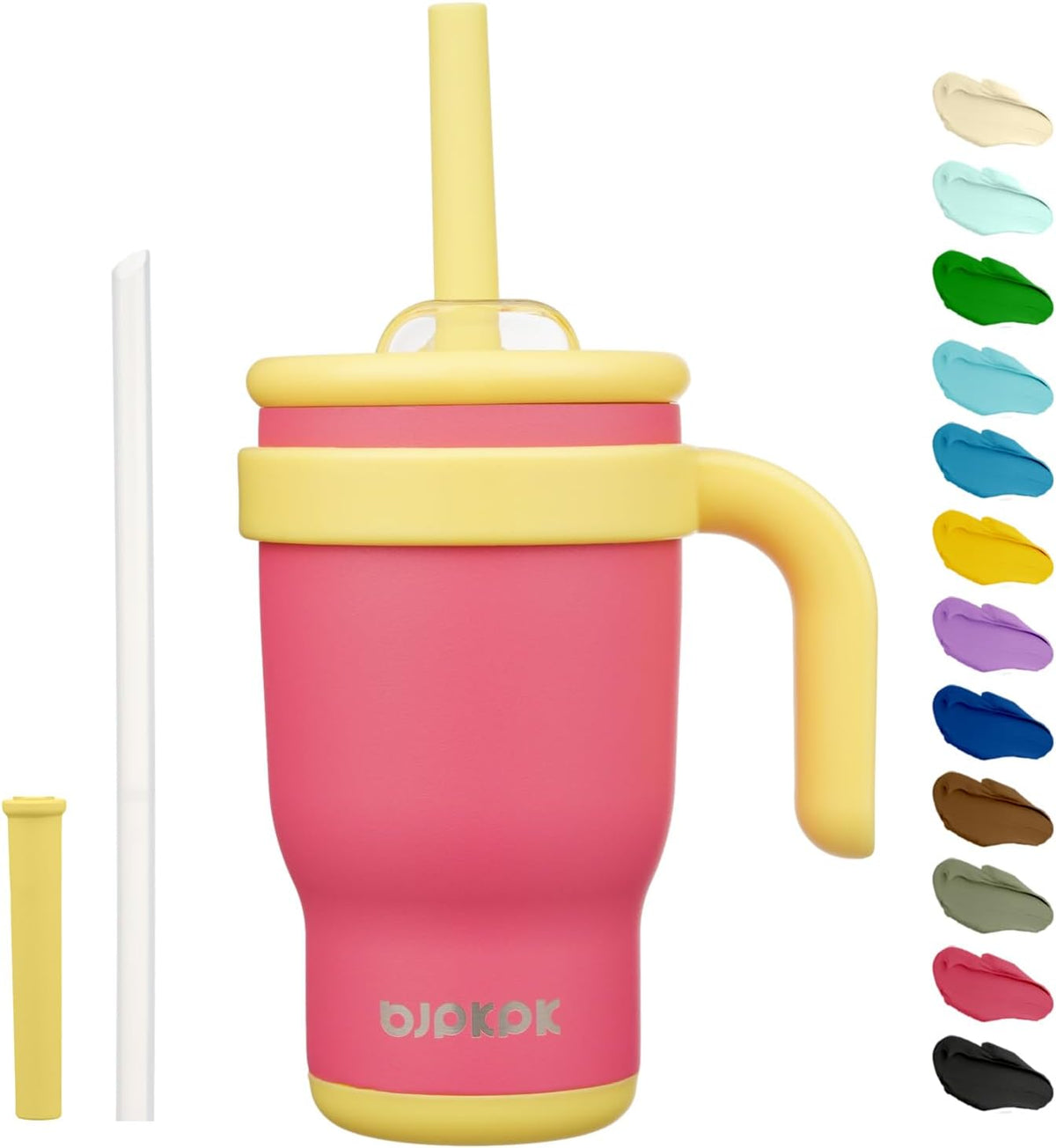 14 oz Insulated Water Bottle with Handle & Straw, Stainless Steel | Double Wall Vacuum, Leak Proof, Sweatproof, Wide Mouth, BPA Free, Dishwasher Safe, Keeps Cold/Hot, Travel, Cream