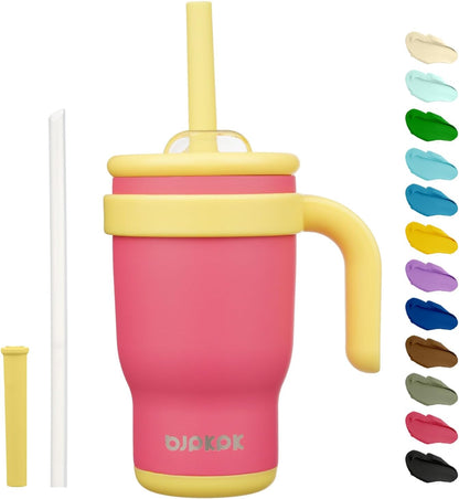 14 oz Insulated Water Bottle with Handle & Straw, Stainless Steel | Double Wall Vacuum, Leak Proof, Sweatproof, Wide Mouth, BPA Free, Dishwasher Safe, Keeps Cold/Hot, Travel, Cream