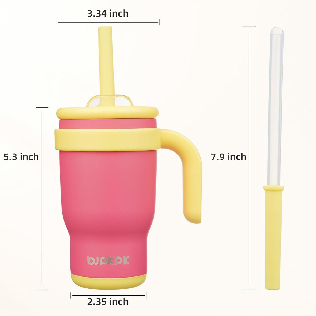 14 oz Insulated Water Bottle with Handle & Straw, Stainless Steel | Double Wall Vacuum, Leak Proof, Sweatproof, Wide Mouth, BPA Free, Dishwasher Safe, Keeps Cold/Hot, Travel, Cream