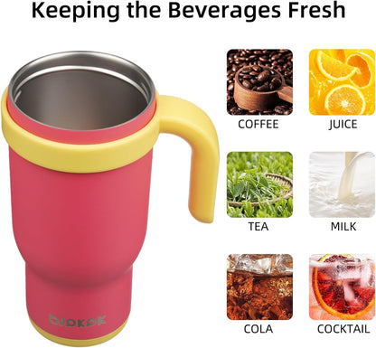 14 oz Insulated Water Bottle with Handle & Straw, Stainless Steel | Double Wall Vacuum, Leak Proof, Sweatproof, Wide Mouth, BPA Free, Dishwasher Safe, Keeps Cold/Hot, Travel, Cream