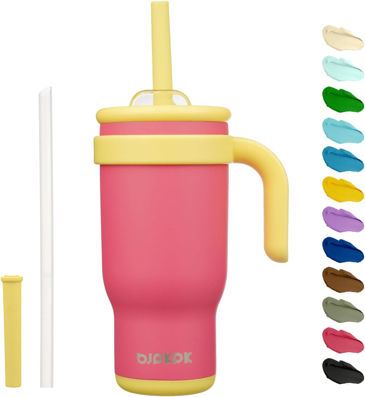 14 oz Insulated Water Bottle with Handle & Straw, Stainless Steel | Double Wall Vacuum, Leak Proof, Sweatproof, Wide Mouth, BPA Free, Dishwasher Safe, Keeps Cold/Hot, Travel, Cream