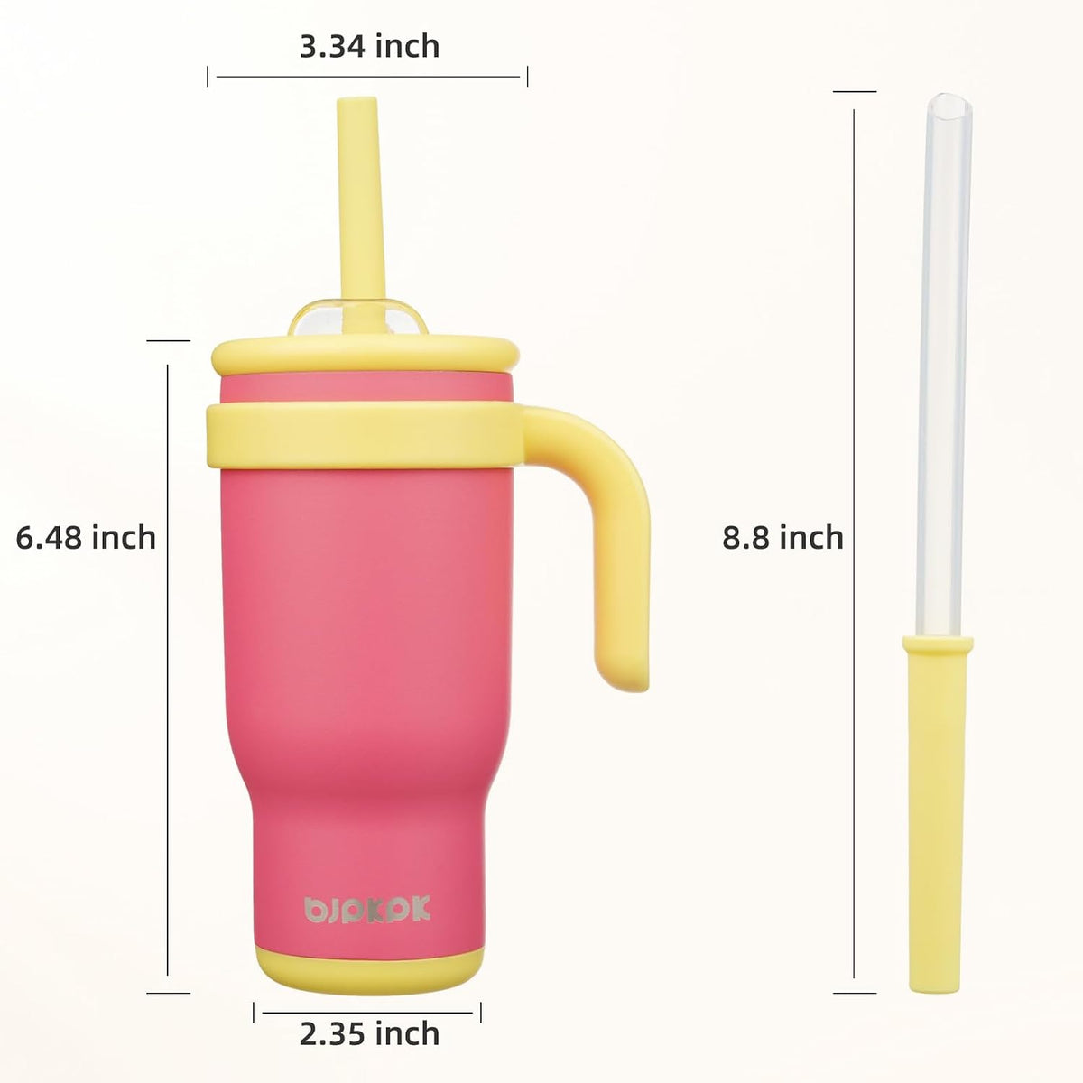 14 oz Insulated Water Bottle with Handle & Straw, Stainless Steel | Double Wall Vacuum, Leak Proof, Sweatproof, Wide Mouth, BPA Free, Dishwasher Safe, Keeps Cold/Hot, Travel, Cream