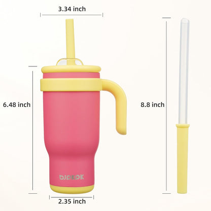 14 oz Insulated Water Bottle with Handle & Straw, Stainless Steel | Double Wall Vacuum, Leak Proof, Sweatproof, Wide Mouth, BPA Free, Dishwasher Safe, Keeps Cold/Hot, Travel, Cream