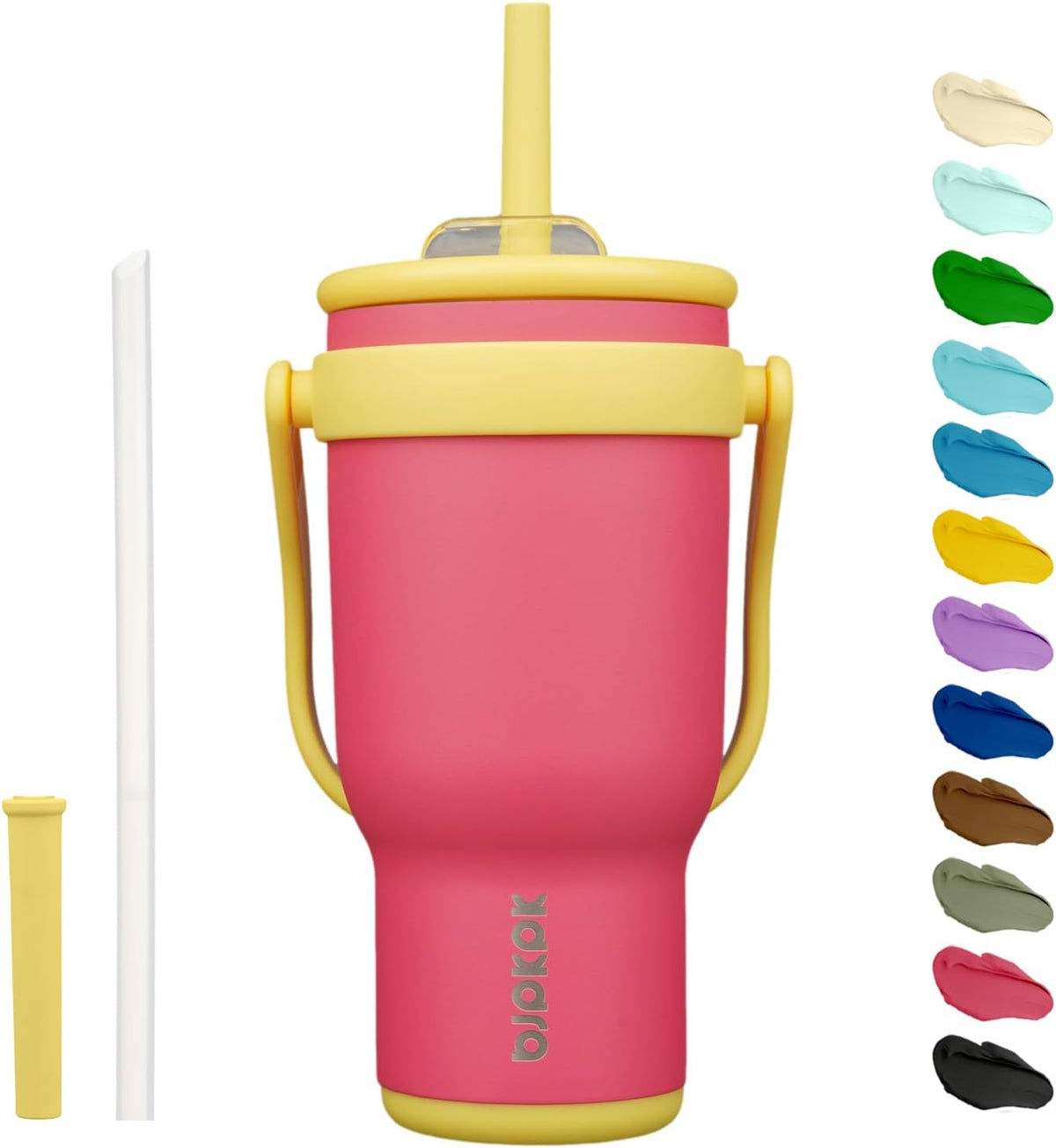 14 oz Insulated Water Bottle with Handle & Straw, Stainless Steel | Double Wall Vacuum, Leak Proof, Sweatproof, Wide Mouth, BPA Free, Dishwasher Safe, Keeps Cold/Hot, Travel, Cream
