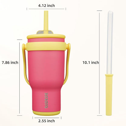 14 oz Insulated Water Bottle with Handle & Straw, Stainless Steel | Double Wall Vacuum, Leak Proof, Sweatproof, Wide Mouth, BPA Free, Dishwasher Safe, Keeps Cold/Hot, Travel, Cream